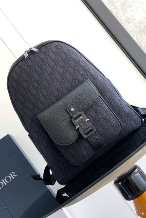 Dior CD 디올 새들(Saddle) 지퍼 백팩 - 블랙 오블리크 가방