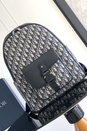 Dior CD 디올 새들(Saddle) 지퍼 백팩 - 베이지 & 블랙 오블리크 가방