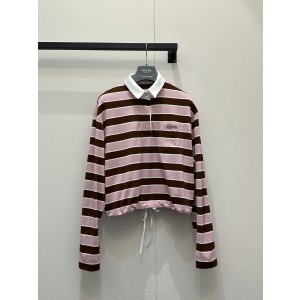 프라다(PRADA) 스트라이프 폴로 긴팔 티셔츠 의류