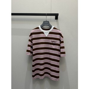 프라다(PRADA) 스트라이프 라운드넥 반팔 티셔츠 의류