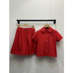 miumiu 미우미우 레이어드 카라 셔츠 & 펀칭 스커트 셋업 세트 의류