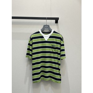 Prada 프라다 스트라이프 반팔 티셔츠 - 그린 & 네이비 의류