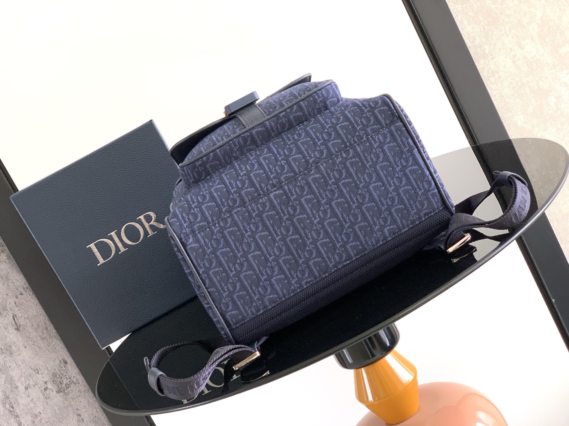 Dior CD 디올 새들 플랩 백팩 네이비 오블리크 가방