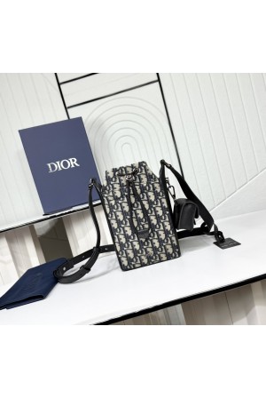 Dior CD 디올 미니 버킷백 (베이지 & 블랙 오블리크) 크로스백 가방