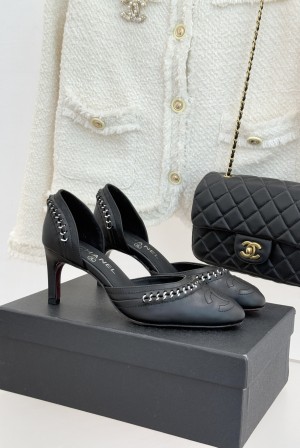 샤넬(CHANEL) 배색 컷아웃 힐 샌들 신발