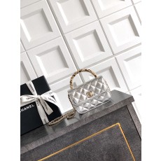 Chanel 샤넬 26C 진주 핸들 트위드 백 (실버) 숄더백 가방 스몰