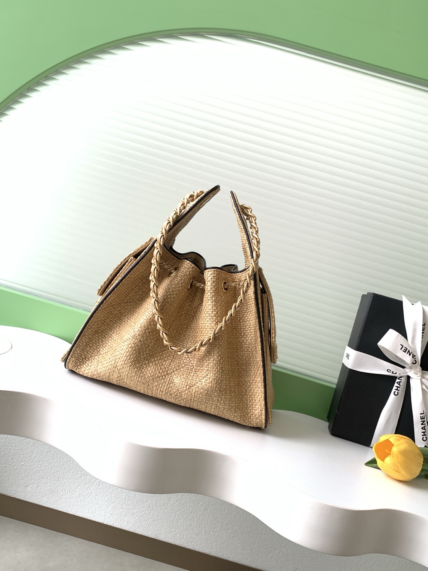 Chanel 샤넬 26P 라피아 버킷백 가방 라지