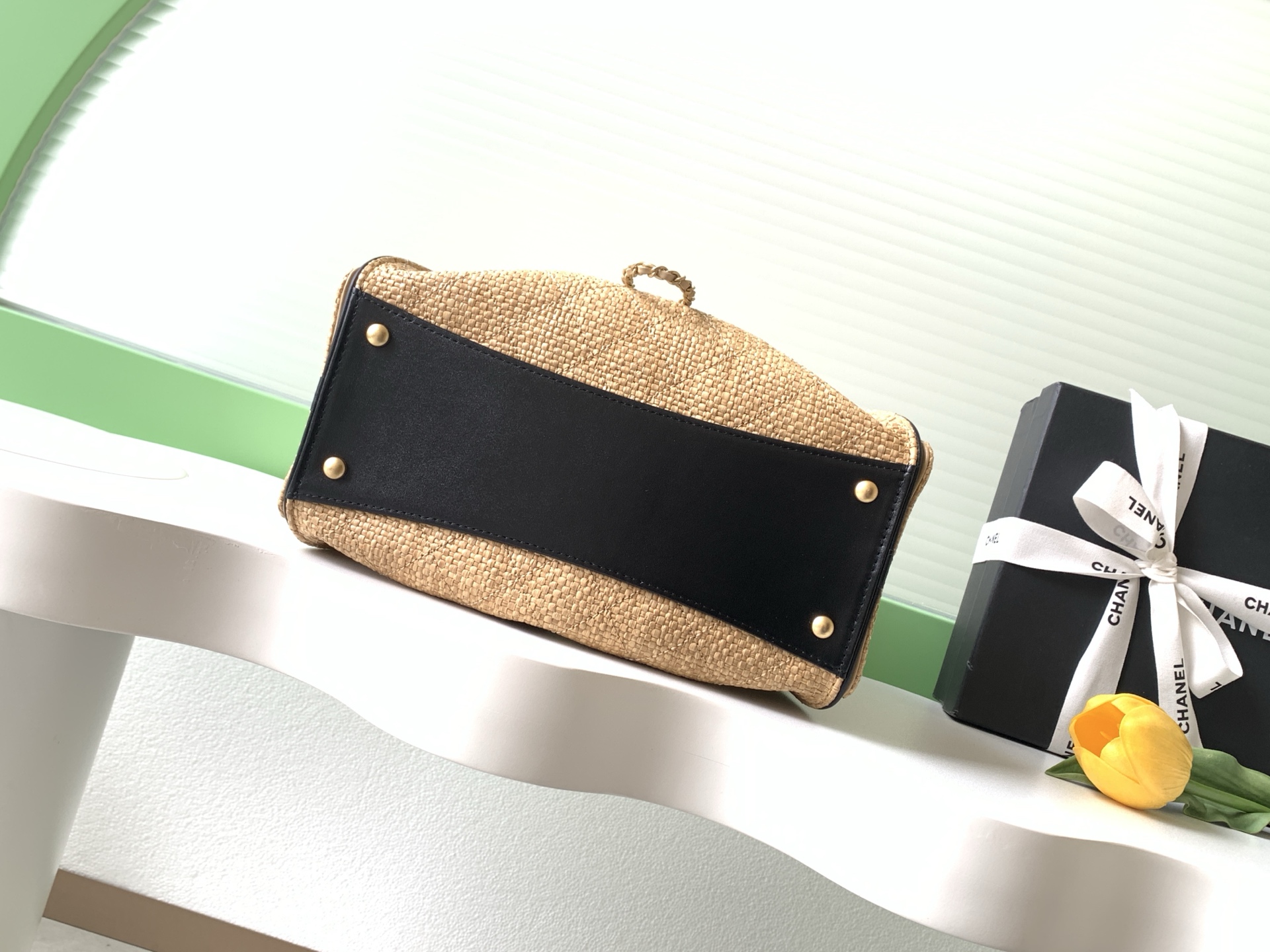 Chanel 샤넬 26P 라피아 버킷백 가방 라지