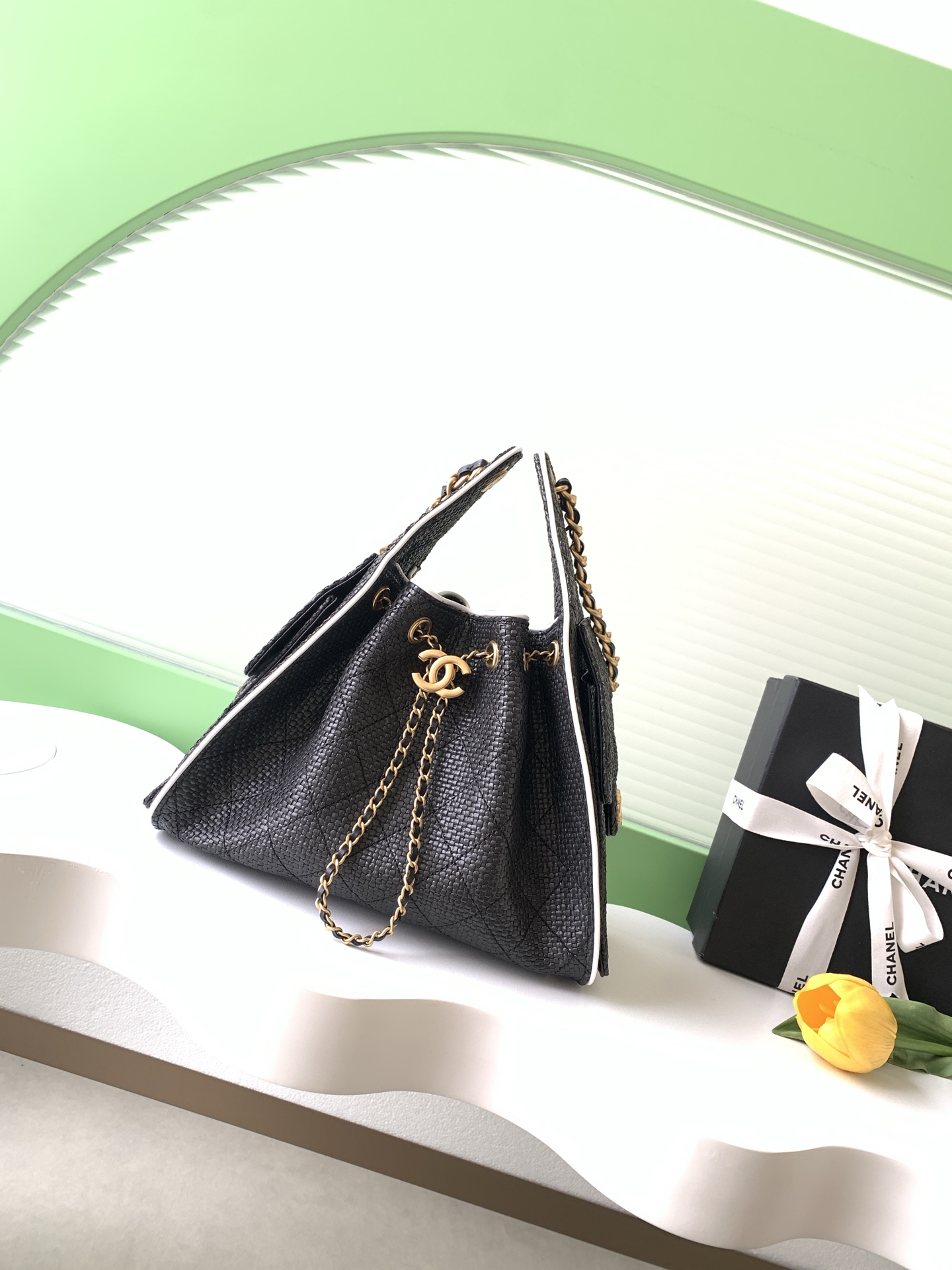 Chanel 샤넬 26P 라피아 버킷백 가방 라지