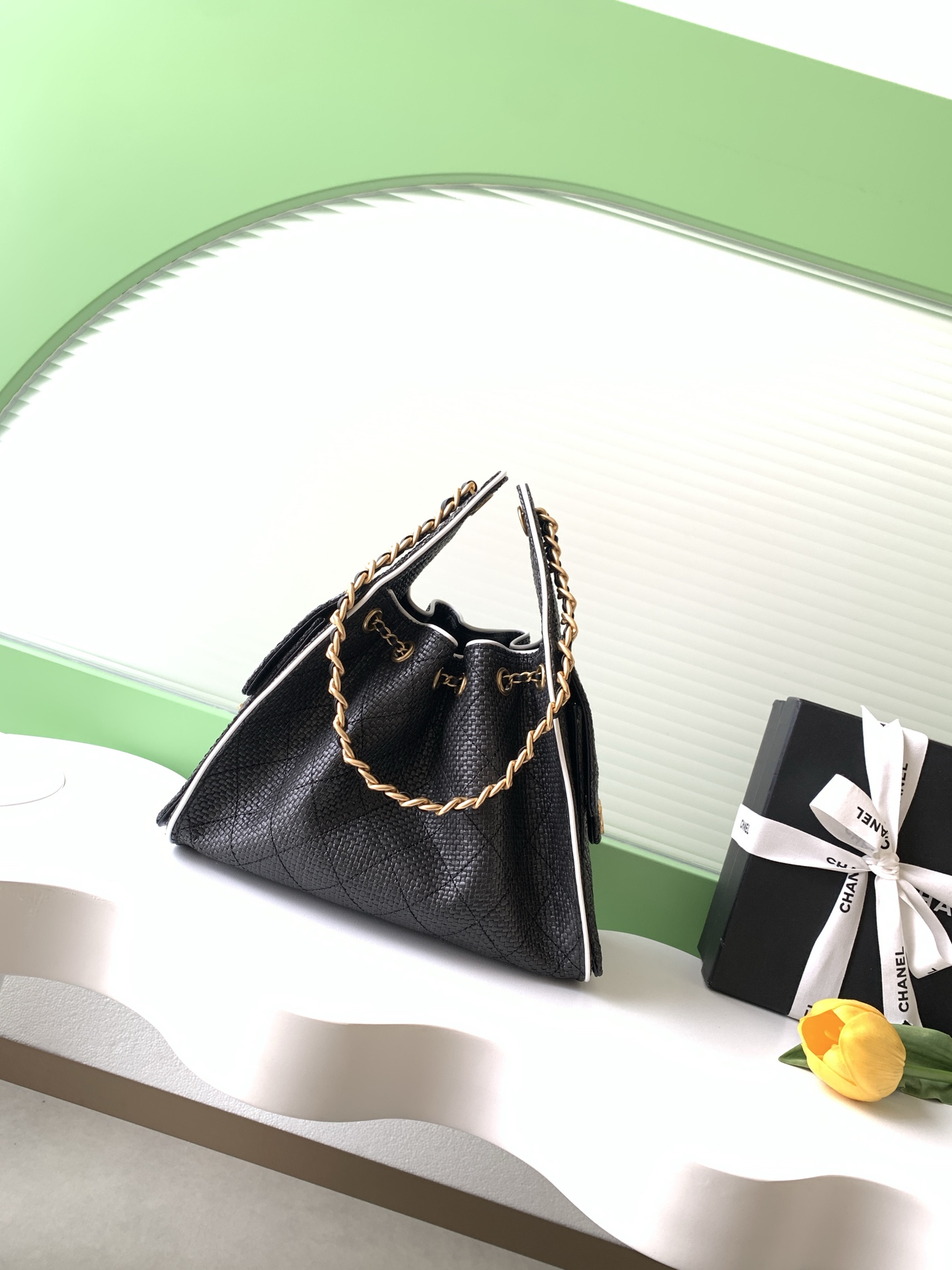 Chanel 샤넬 26P 라피아 버킷백 가방 라지