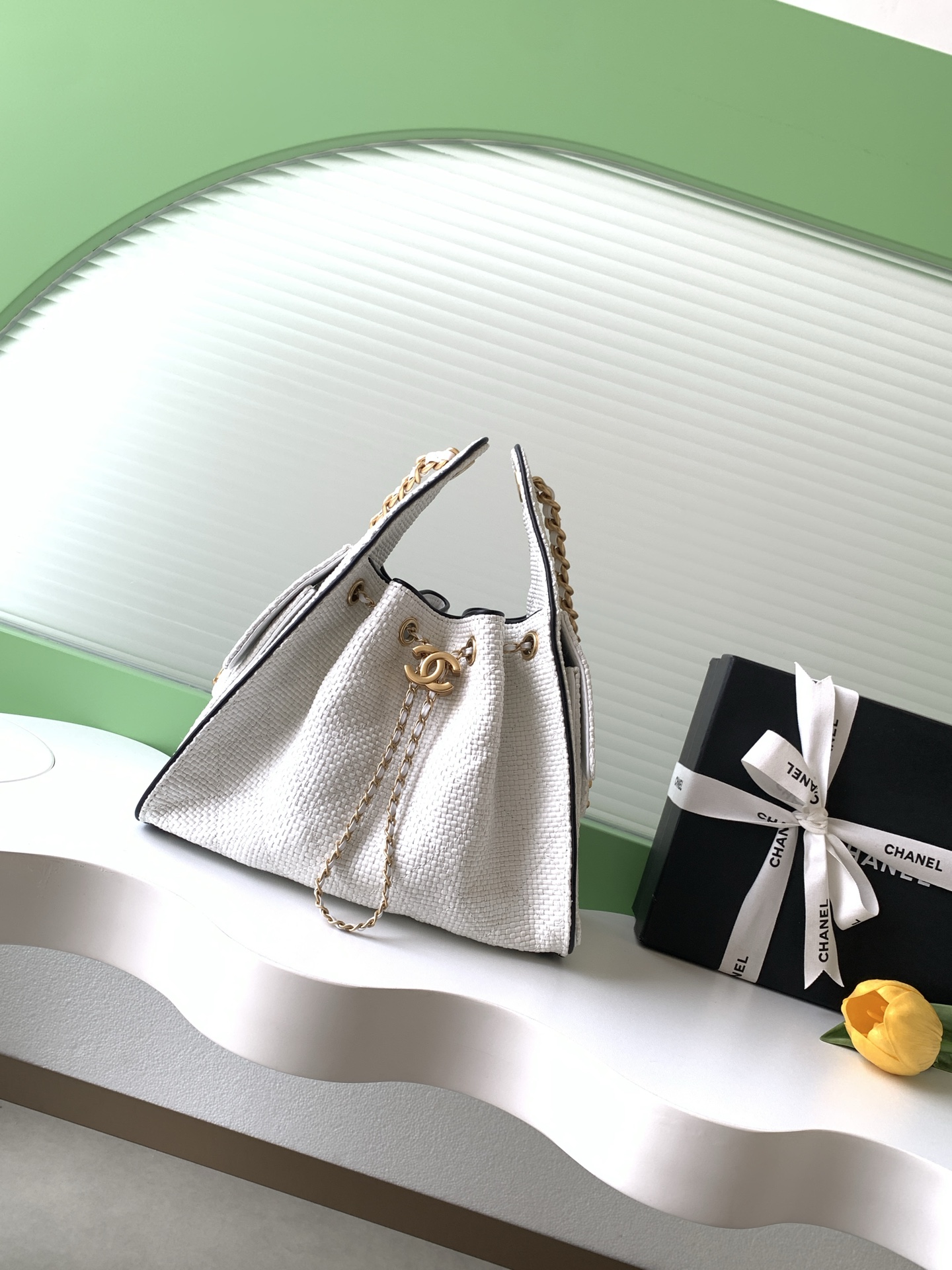 Chanel 샤넬 26P 라피아 버킷백 가방 라지