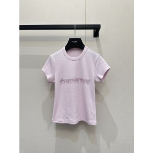 알렉산더 왕(Alexander Wang) 크리스탈 로고 크롭 반팔 티셔츠 의류