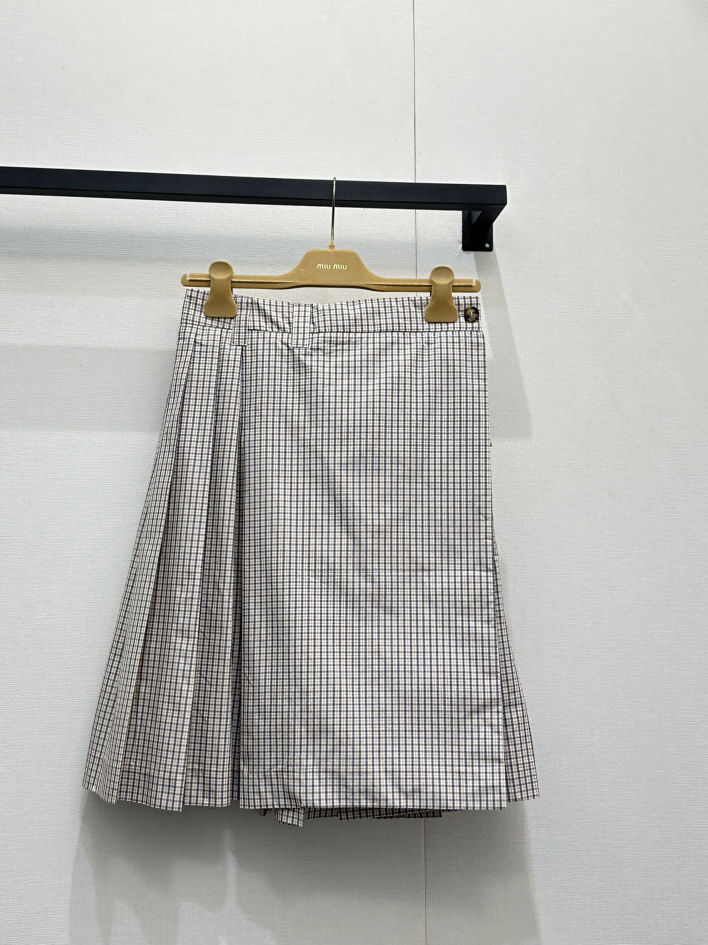 miumiu 미우미우 입체 자수 패치 베이지 브라운 체크 자켓 재킷 & 스커트 치마 셋업 세트 의류