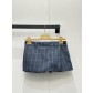 miumiu 미우미우 금장 버튼 패치 자수 체크 숏 팬츠 바지 의류