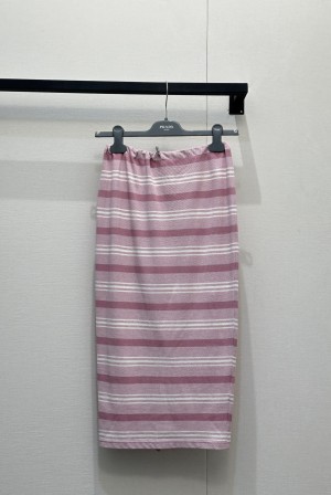 Prada 프라다 스트라이프 피케 코튼 미니 스커트 치마 의류