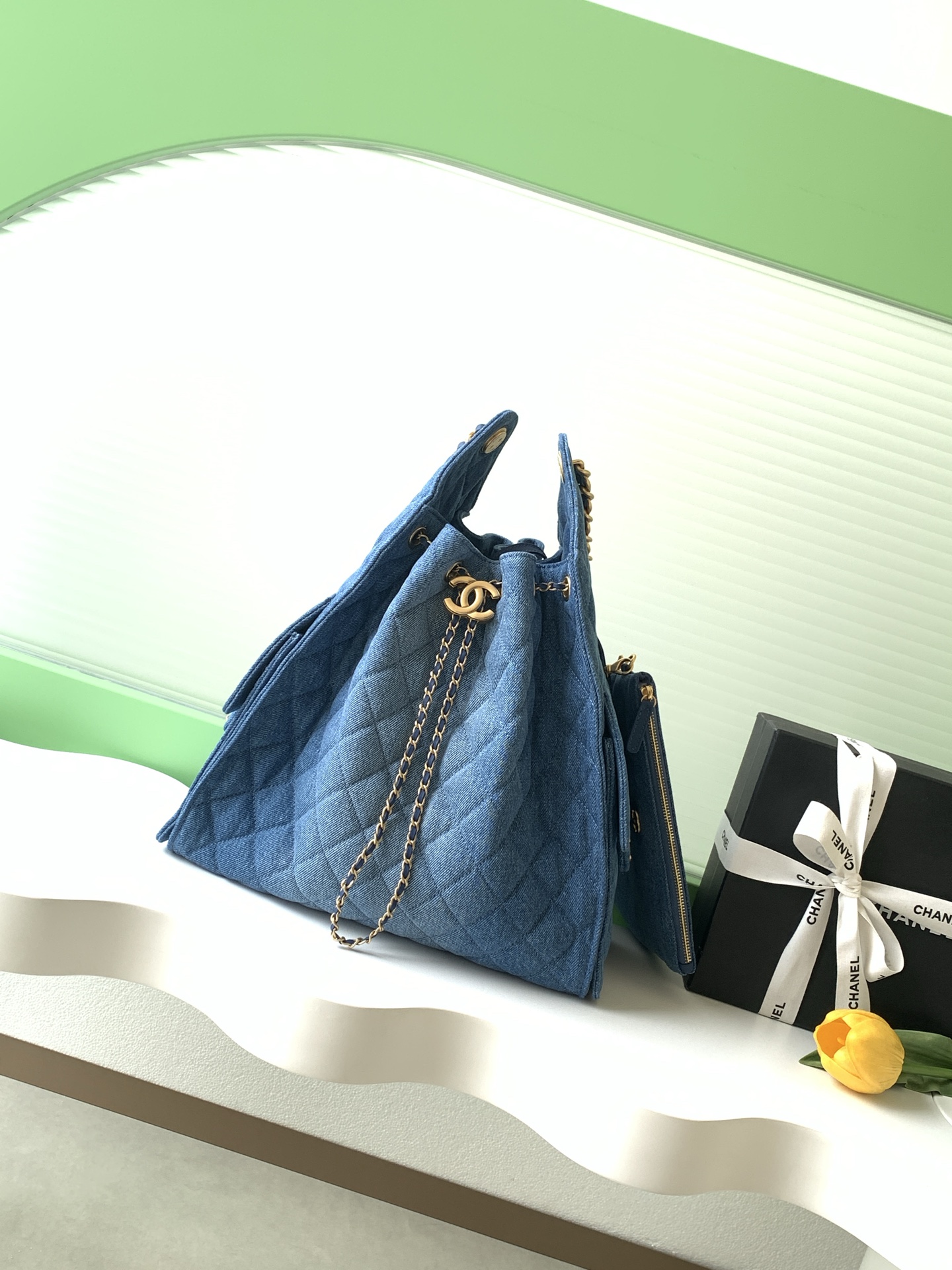 Chanel 샤넬  25P 빈티지 데님 호보백 가방 라지