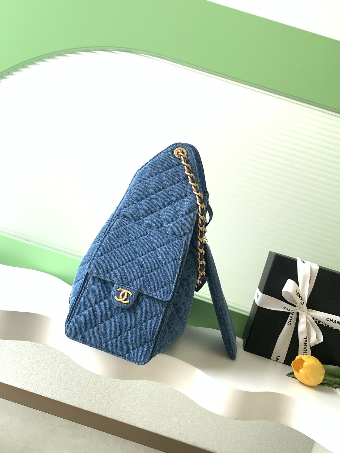 Chanel 샤넬  25P 빈티지 데님 호보백 가방 라지