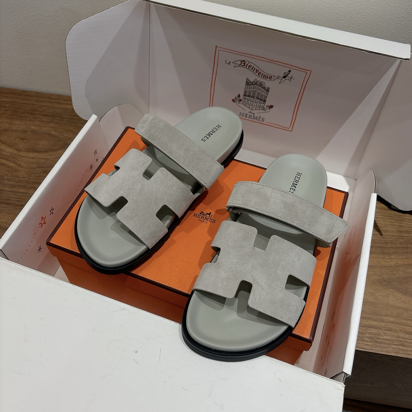 에르메스(HERMES) 투톤 배색 H 슬리퍼 신발