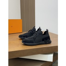 에르메스(Hermes) 데님 캔버스 & 스웨이드 믹스 스니커즈 신발