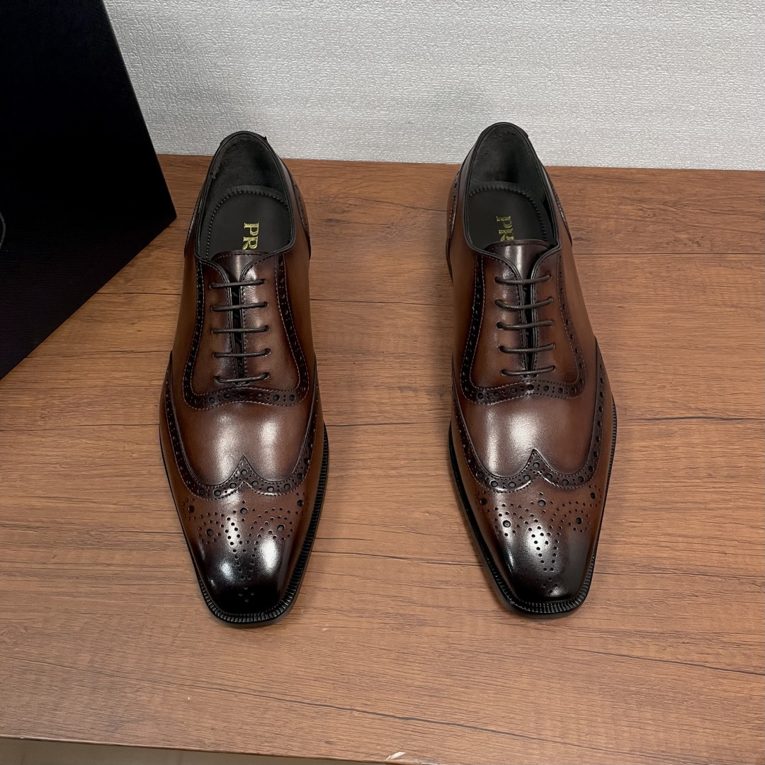 프라다(Prada) 수제 파티나 카프스킨 옥스퍼드 구두 신발