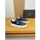 프라다(Prada) 폴리시드 카프스킨 & 실크 캔버스 스니커즈 신발