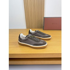 로로 피아나(Loro Piana) LP 스웨이드 & 펀칭 캔버스 스니커즈 신발