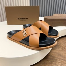 버버리(Burberry) TB 메탈 로고 크로스 레더 샌들 슬리퍼 신발