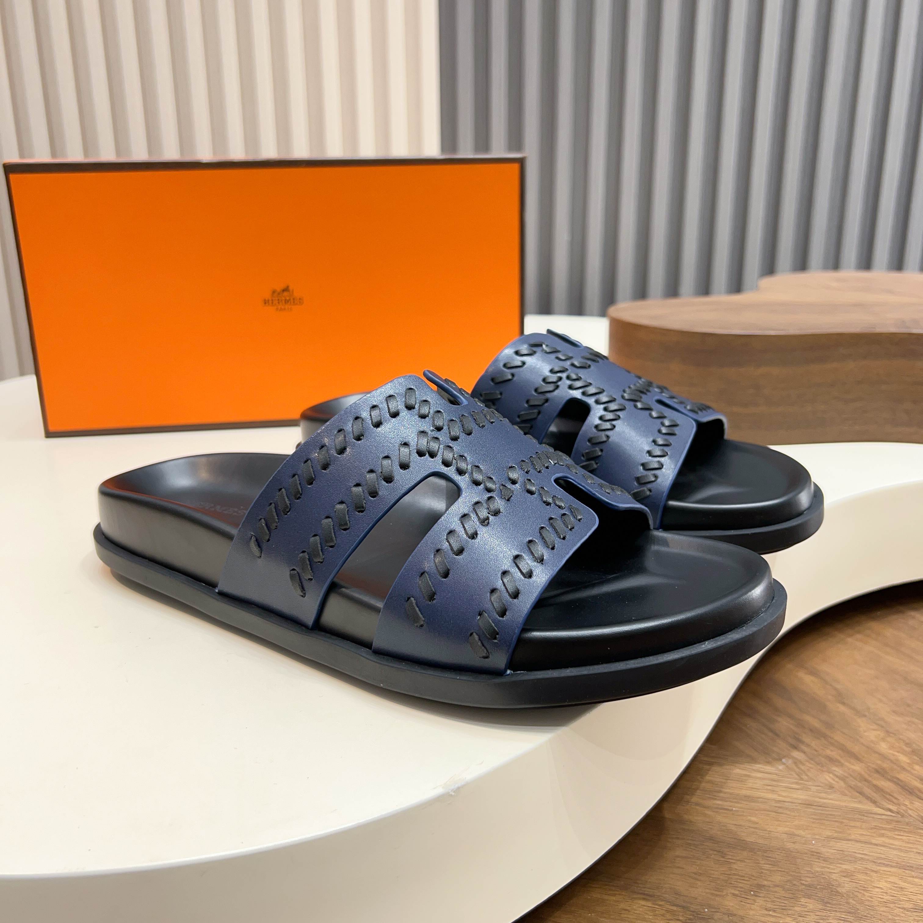 에르메스(Hermes) 수공예 가죽 스트랩 H-버클 샌들 슬리퍼 신발