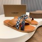 버버리(Burberry) TB 메탈 로고 크로스 레더 샌들 슬리퍼 신발