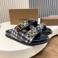 버버리(Burberry) TB 메탈 로고 크로스 레더 샌들 슬리퍼 신발