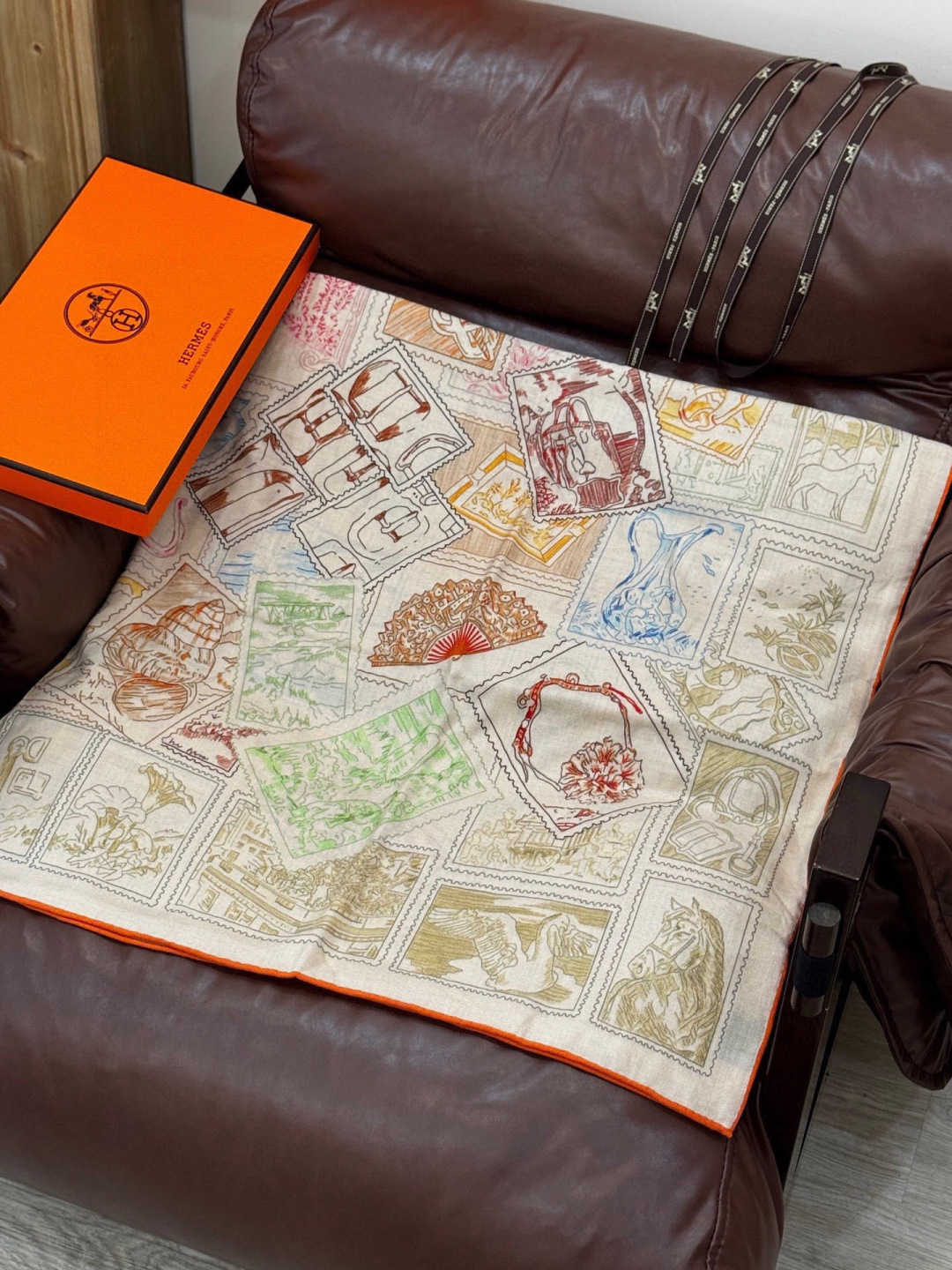 에르메스(HERMES) 캐시미어 실크 블렌드 더블페이스 숄 목도리 스카프