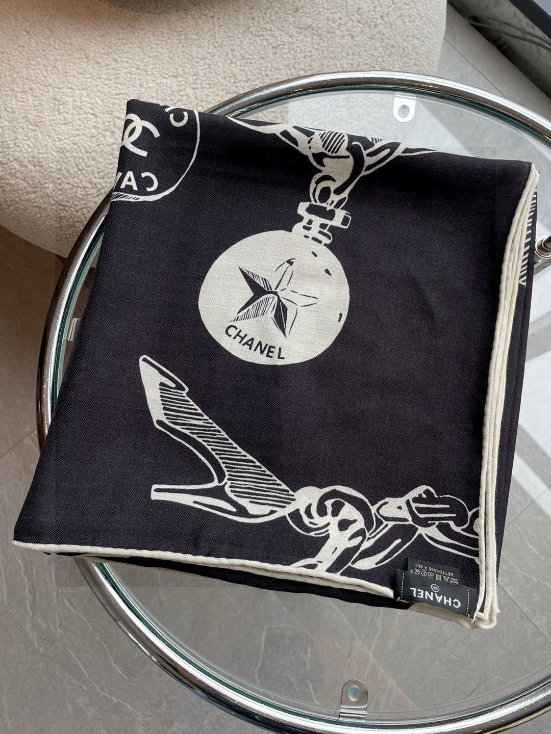 샤넬(CHANEL) 더블페이스 실크 캐시미어 숄 목도리 스카프