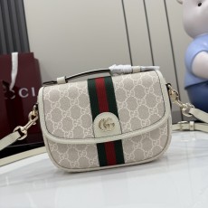 구찌(Gucci) 오피디아(Ophidia) 베이지 & 화이트 GG 핸드백 가방 미니