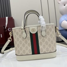 구찌(Gucci) 오피디아(Ophidia) 베이지 & 화이트 GG 토트백 가방 미니