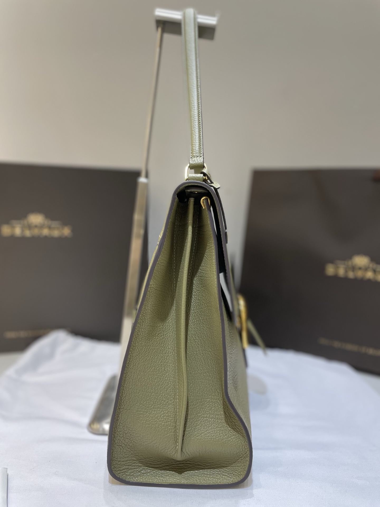 델보(Delvaux) 템포(Tempo) 숄더백 가방 라지 - 셰일 그린(Shale Green)