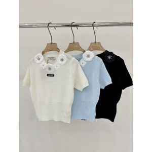 Chanel 샤넬 넥라인 플라워 자카드 니트 상의 의류