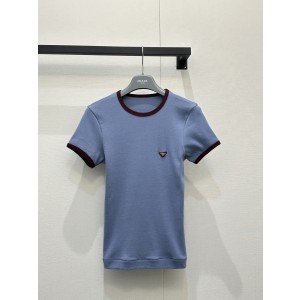 프라다(PRADA) 로고 니트 반팔 티셔츠 의류