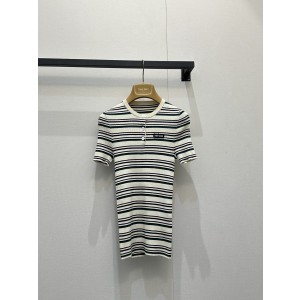 미우미우(MIU MIU) 스트라이프 니트 반팔 상의 의류