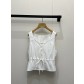 미우미우(MIU MIU) 로고 자수 스트링 슬리브리스 탑 의류
