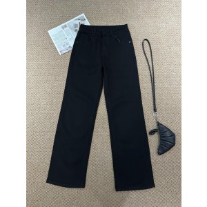 미우미우(miumiu) 하이 스트레치 블랙 스트레이트 팬츠 청바지 의류