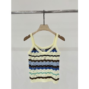 Chanel 샤넬 입체 자카드 스트라이프 니트 나시 베스트 의류