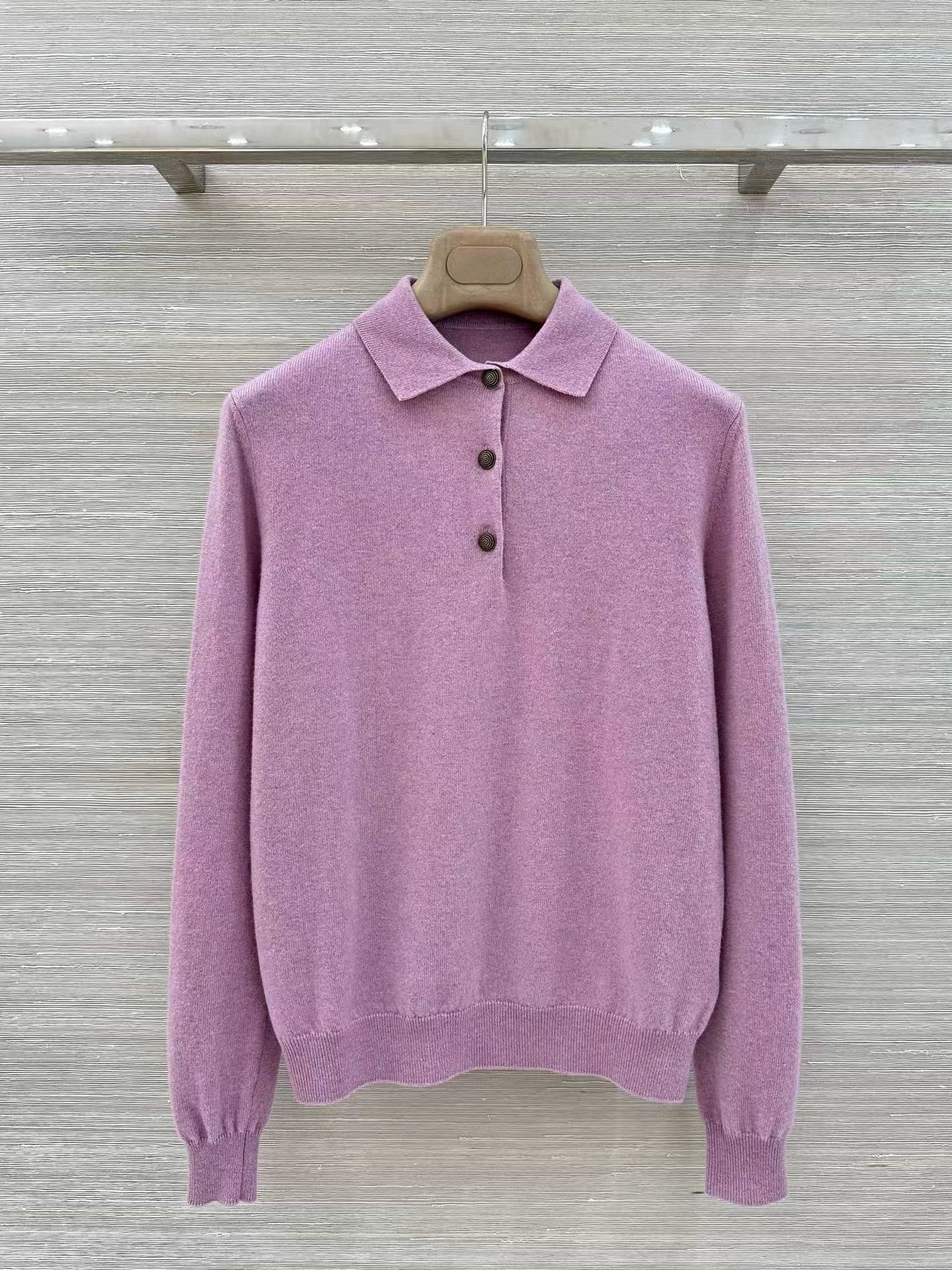 Loro Piana LP 로로 피아나 캐시미어 골드 버튼 폴로 긴팔 니트 의류