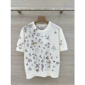 Dior 디올 Miss D 실크 모헤어 입체 나비 니트 반팔 상의 의류