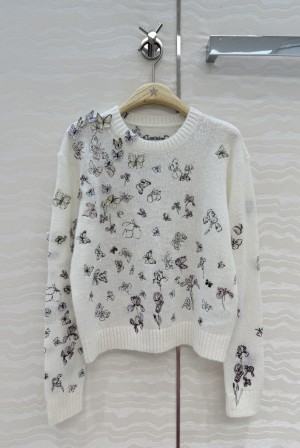 Dior CD 디올 Miss D 실크 모헤어 입체 나비 니트 스웨터 긴팔 의류