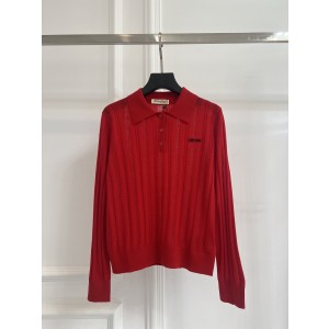 미우미우(MIU MIU) 레드 니트 폴로탑 의류