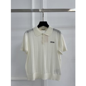 미우미우(MIU MIU) 펀칭 니트 반팔 의류