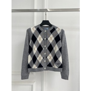 프라다(PRADA) 아가일 캐시미어 니트 가디건 의류