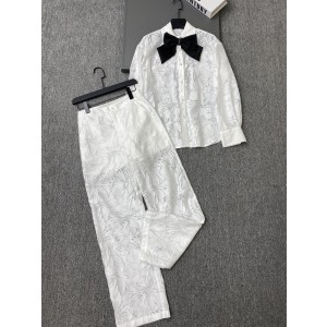 Dior CD 디올 펀칭 리본 상하의 셔츠 팬츠 세트 셋업 의류