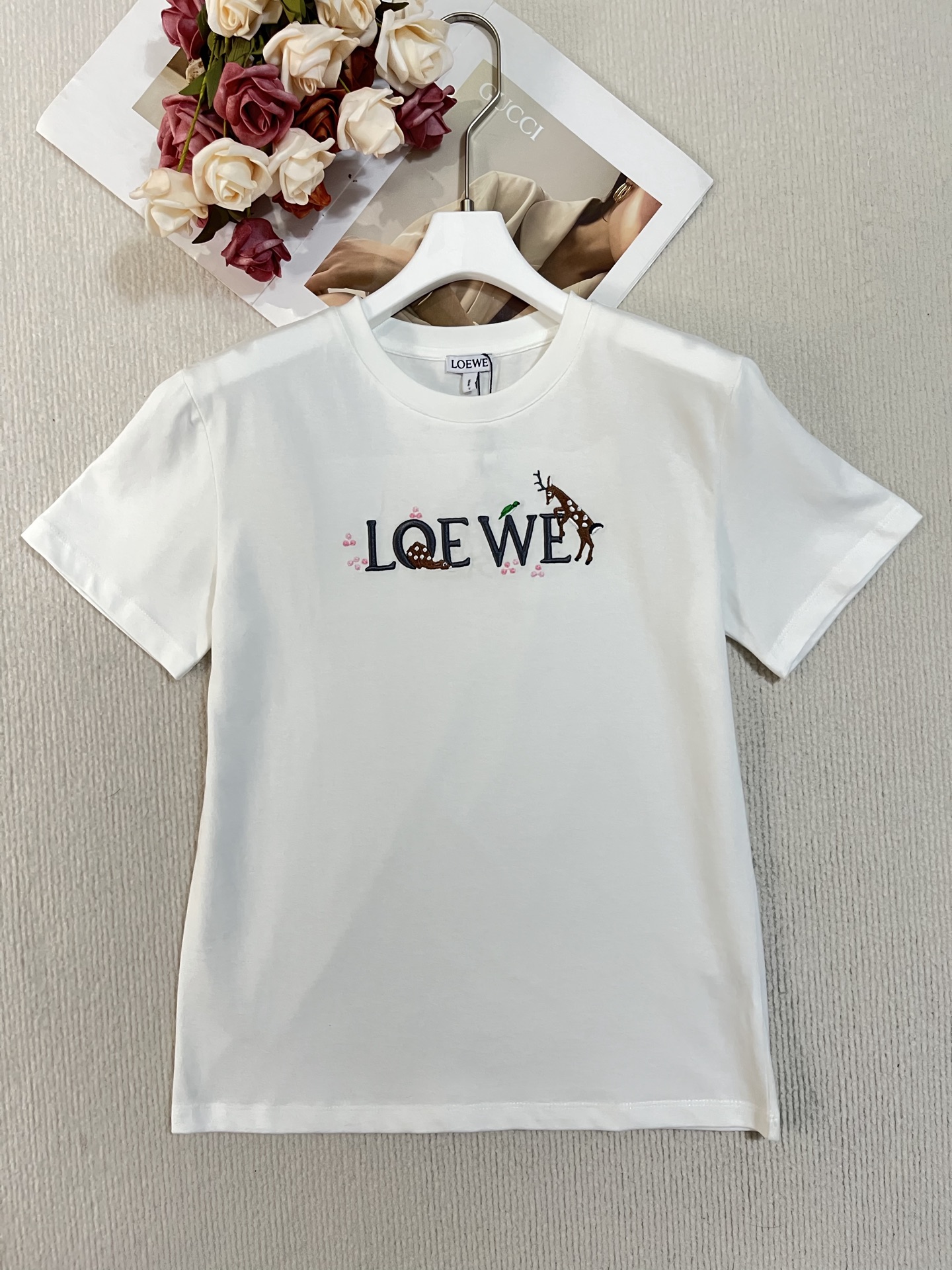 Loewe 로에베 레터링 자수 반팔 티셔츠 의류