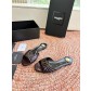 생로랑(SAINT LAURENT) 셔링 레더 힐 슬리퍼 신발